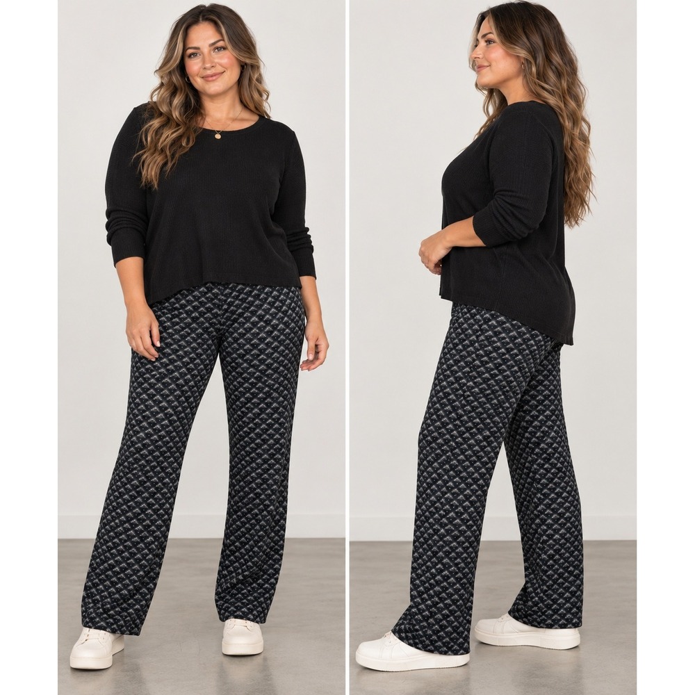 Betabrand Yoga Dress Pants Women XXL Long Black Bat Print Halloween Whimsigoth